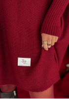 Dzianinowy sweter sukienka oversize California burgundowy