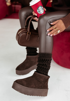 Embellished plaid warmer gaiters Winter Blues chocolate.