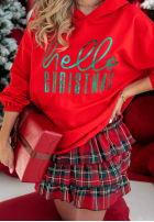 Bluza z kapturem Hello Christmas czerwona