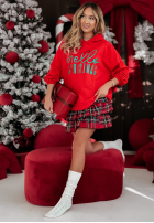 Bluza z kapturem Hello Christmas czerwona