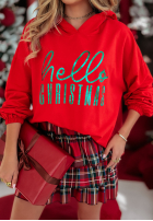 Bluza z kapturem Hello Christmas czerwona