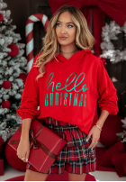 Bluza z kapturem Hello Christmas czerwona