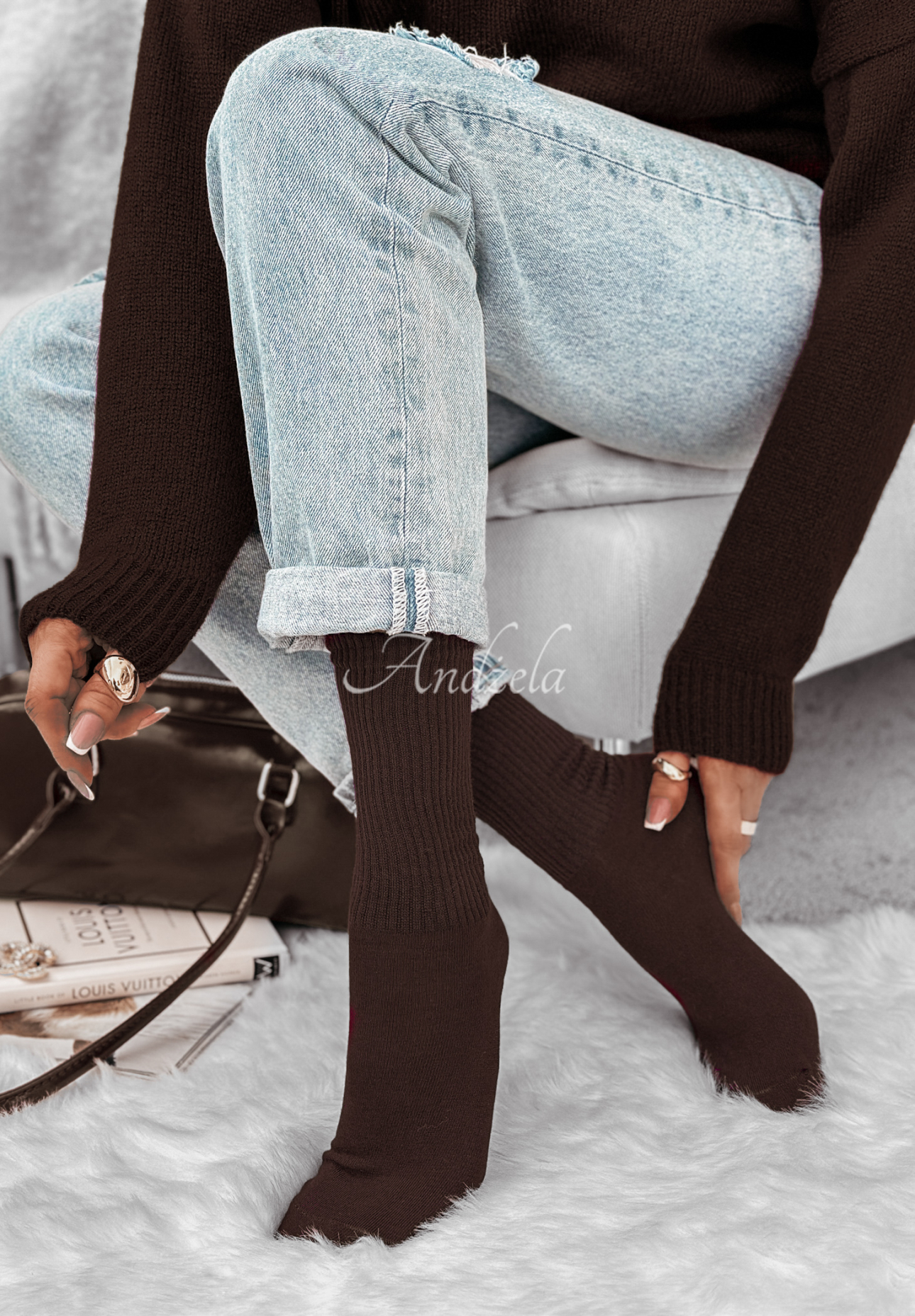 Ribbed Homey Hues chocolate socks