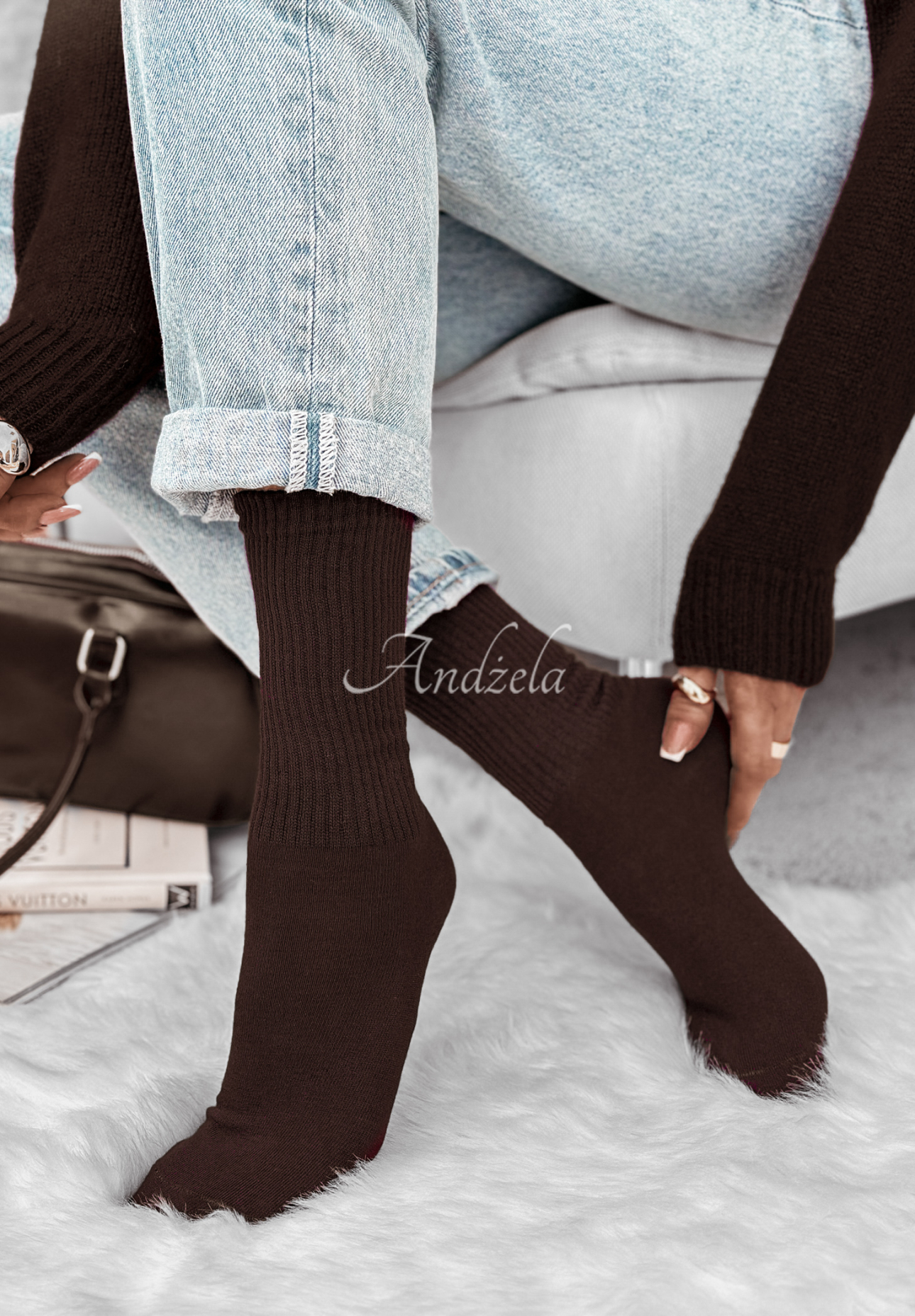 Ribbed Homey Hues chocolate socks