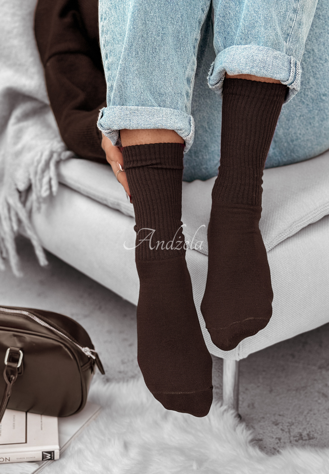 Ribbed Homey Hues chocolate socks