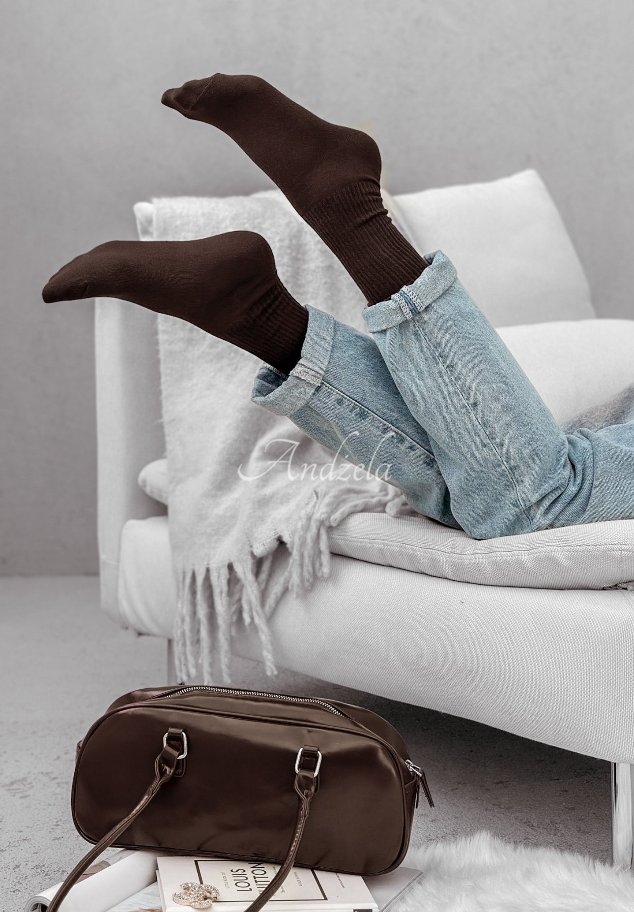 Ribbed Homey Hues chocolate socks