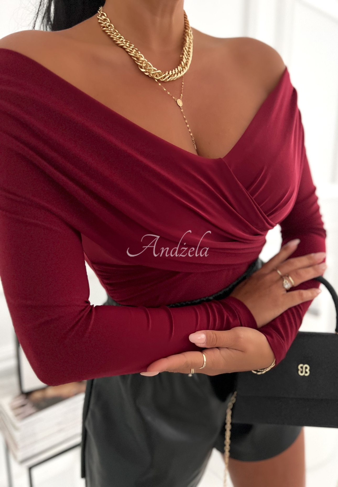 Bluzka longsleeve Tamarille burgundowa