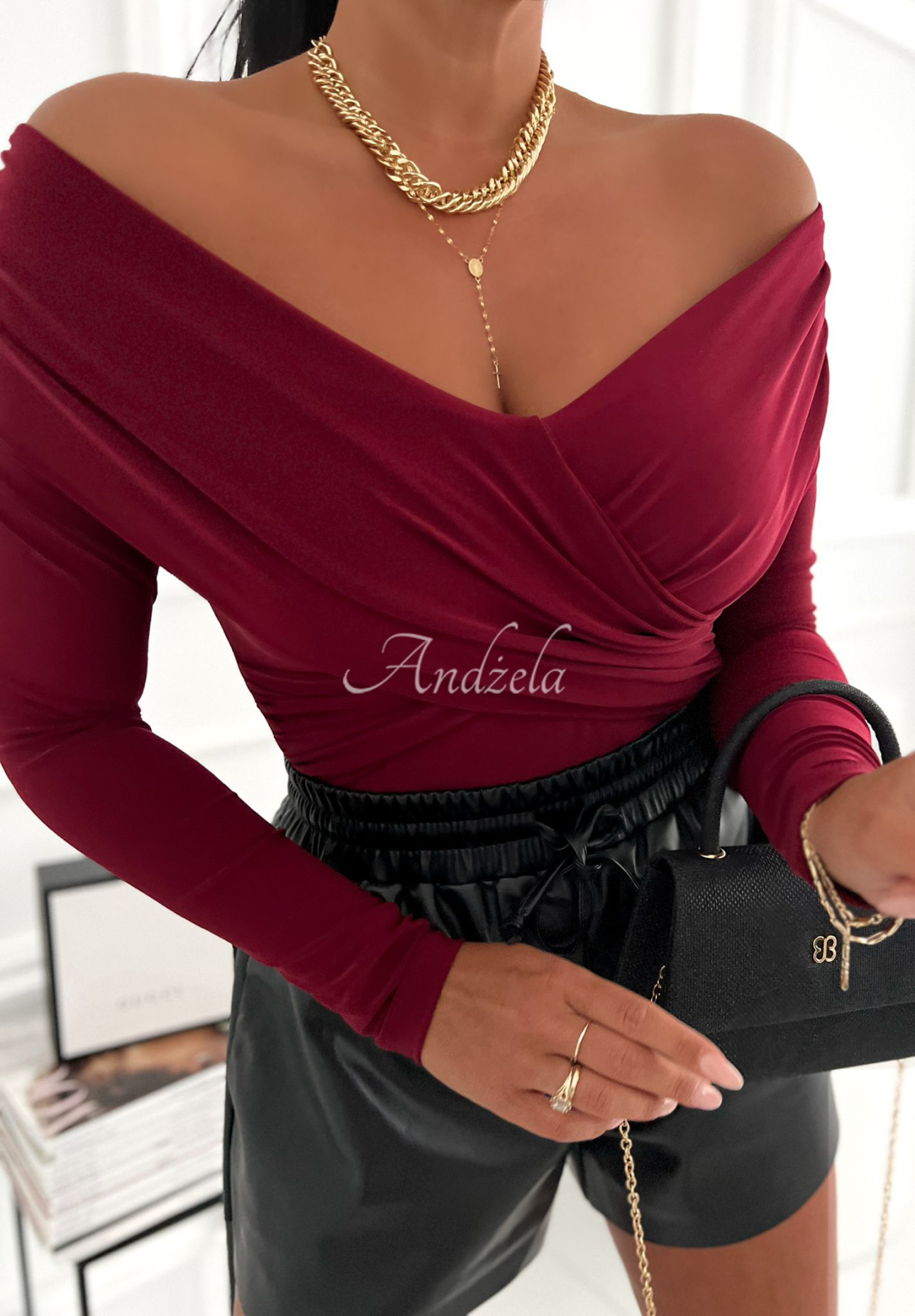 Bluzka longsleeve Tamarille burgundowa