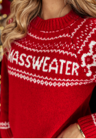 Świąteczny sweter we wzory Xmas Sweater czerwony