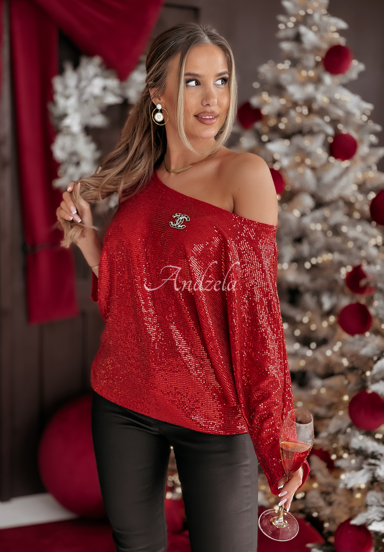 Sequin blouse Smiles Are Great red