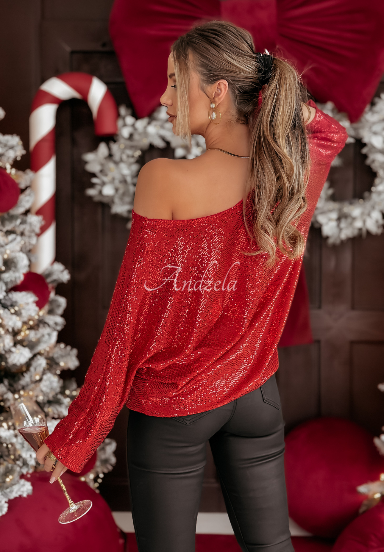 Sequin blouse Smiles Are Great red