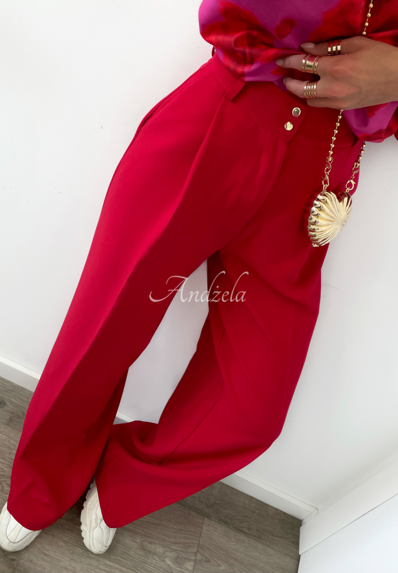 Eleganckie spodnie wide leg La Milla Avenue czerwone