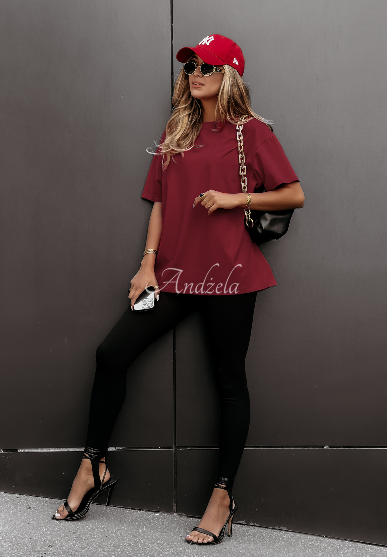 Bawełniany T-shirt Talk About Me burgundowy II