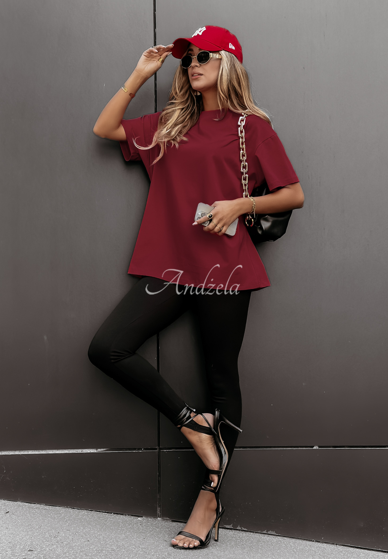 Bawełniany T-shirt Talk About Me burgundowy II