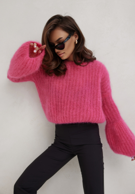 Mohair sweater with wide sleeves Cocomore Cloudly pink