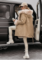 Jacket parka z futerkiem Stay Warm in camel