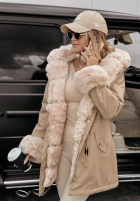 Jacket parka z futerkiem Stay Warm in camel