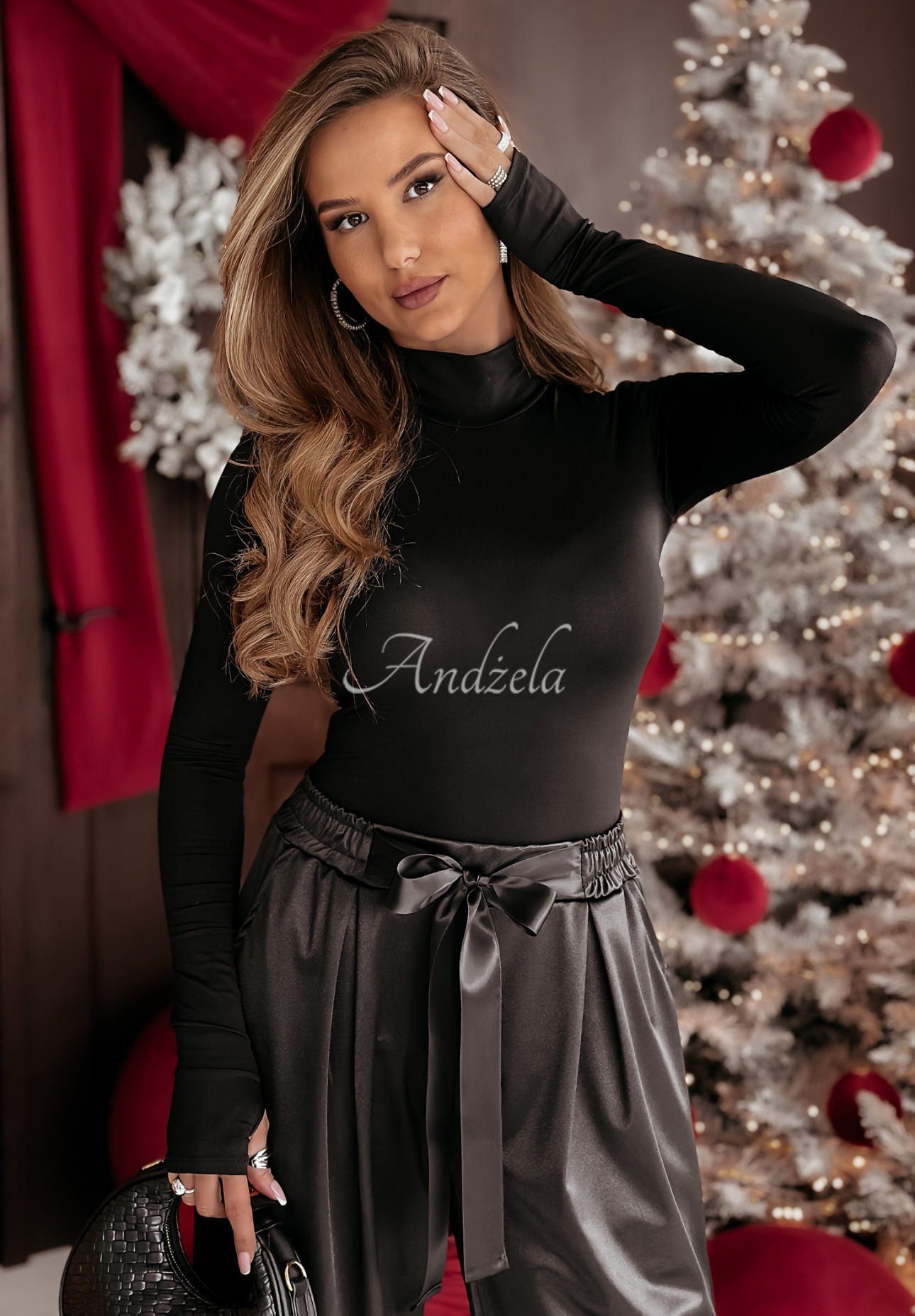 Longsleeve blouse with half turtleneck Looking Up black