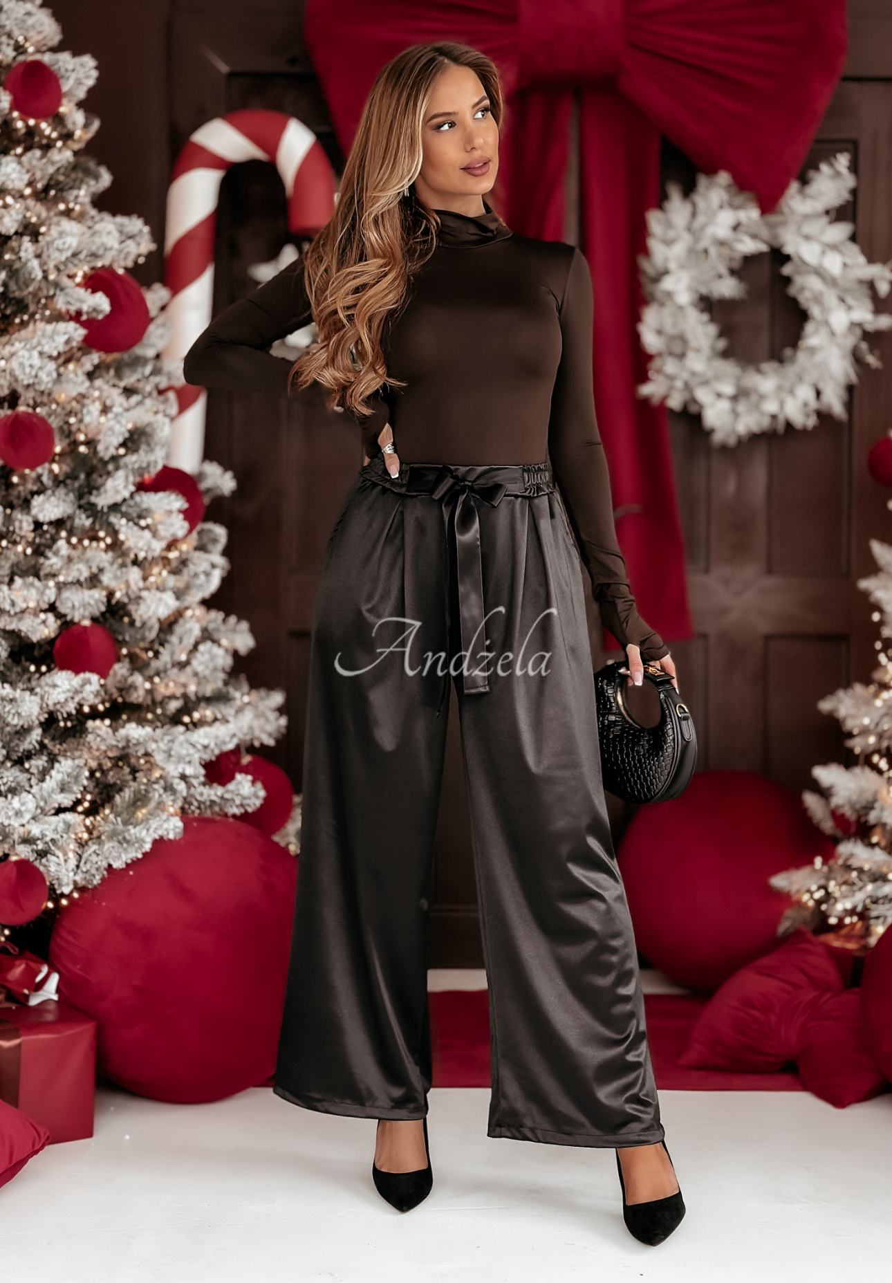 Longsleeve blouse with half turtleneck Looking Up chocolate