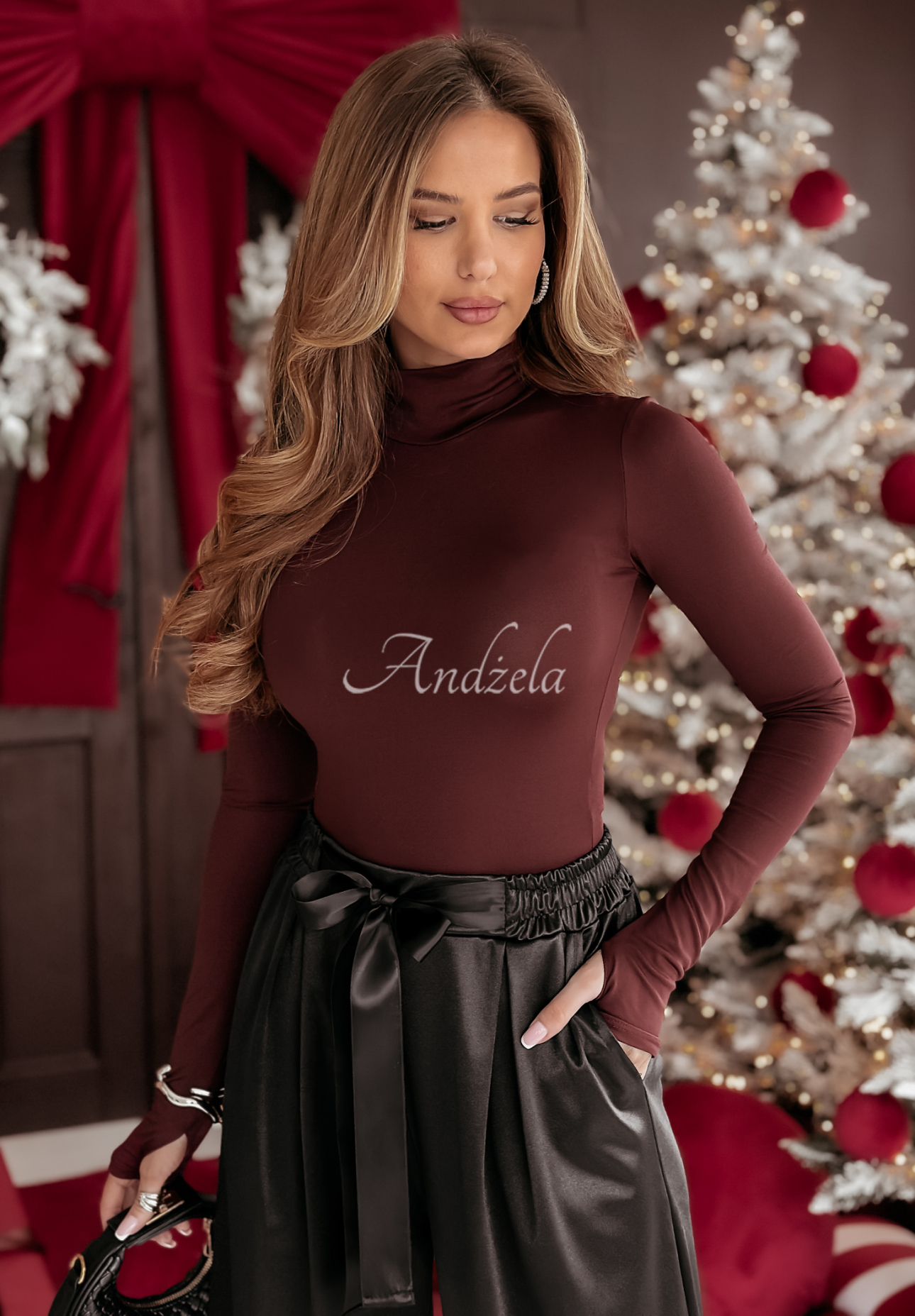 Longsleeve blouse with half turtleneck Looking Up burgundy