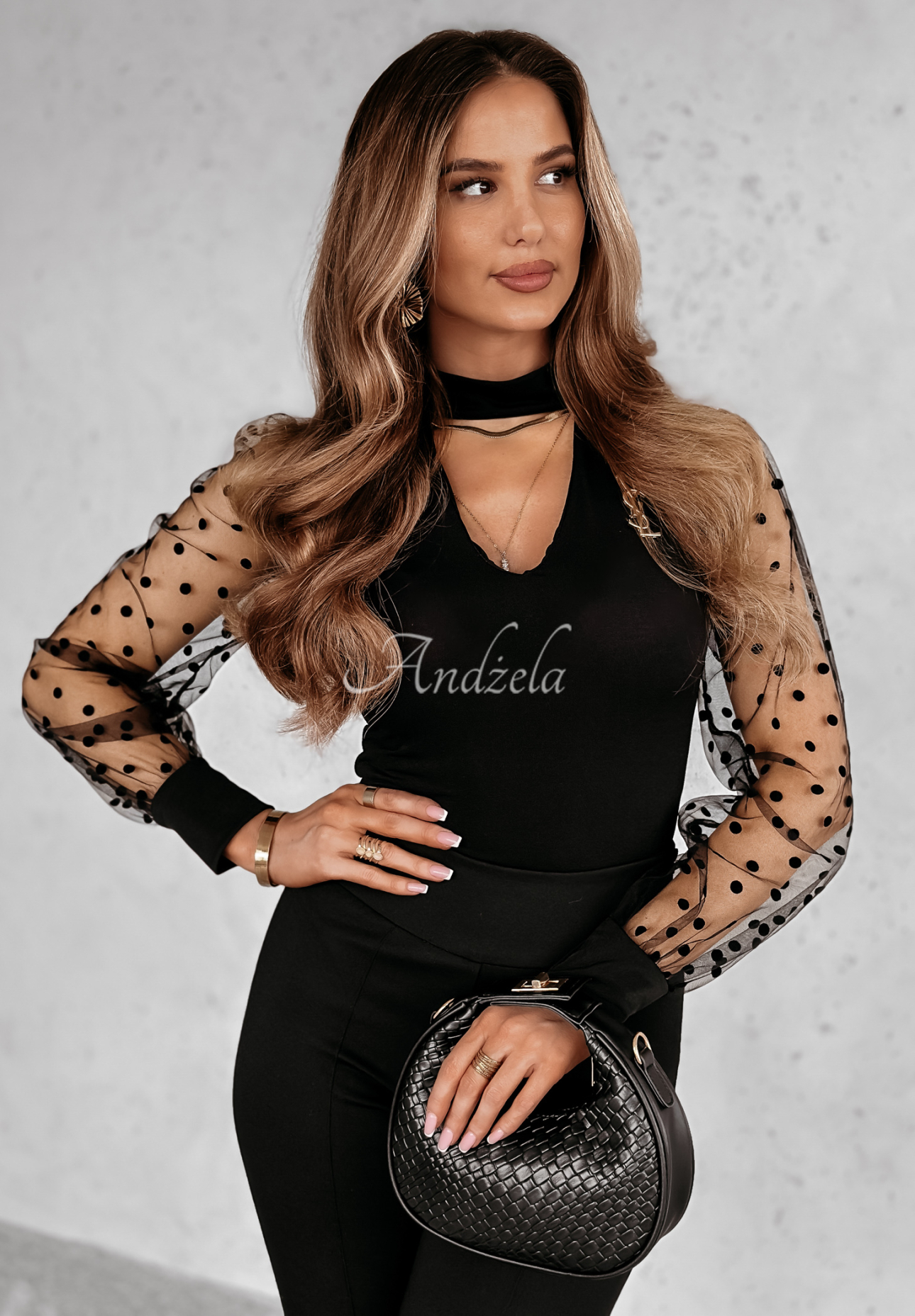 Body with tulle sleeves Really Respect black