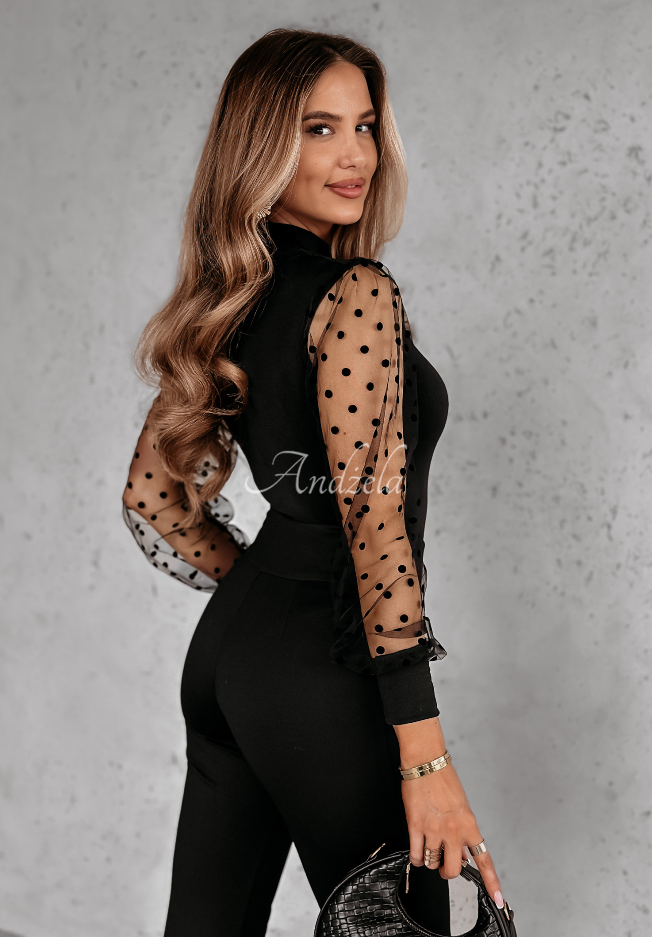 Body with tulle sleeves Really Respect black