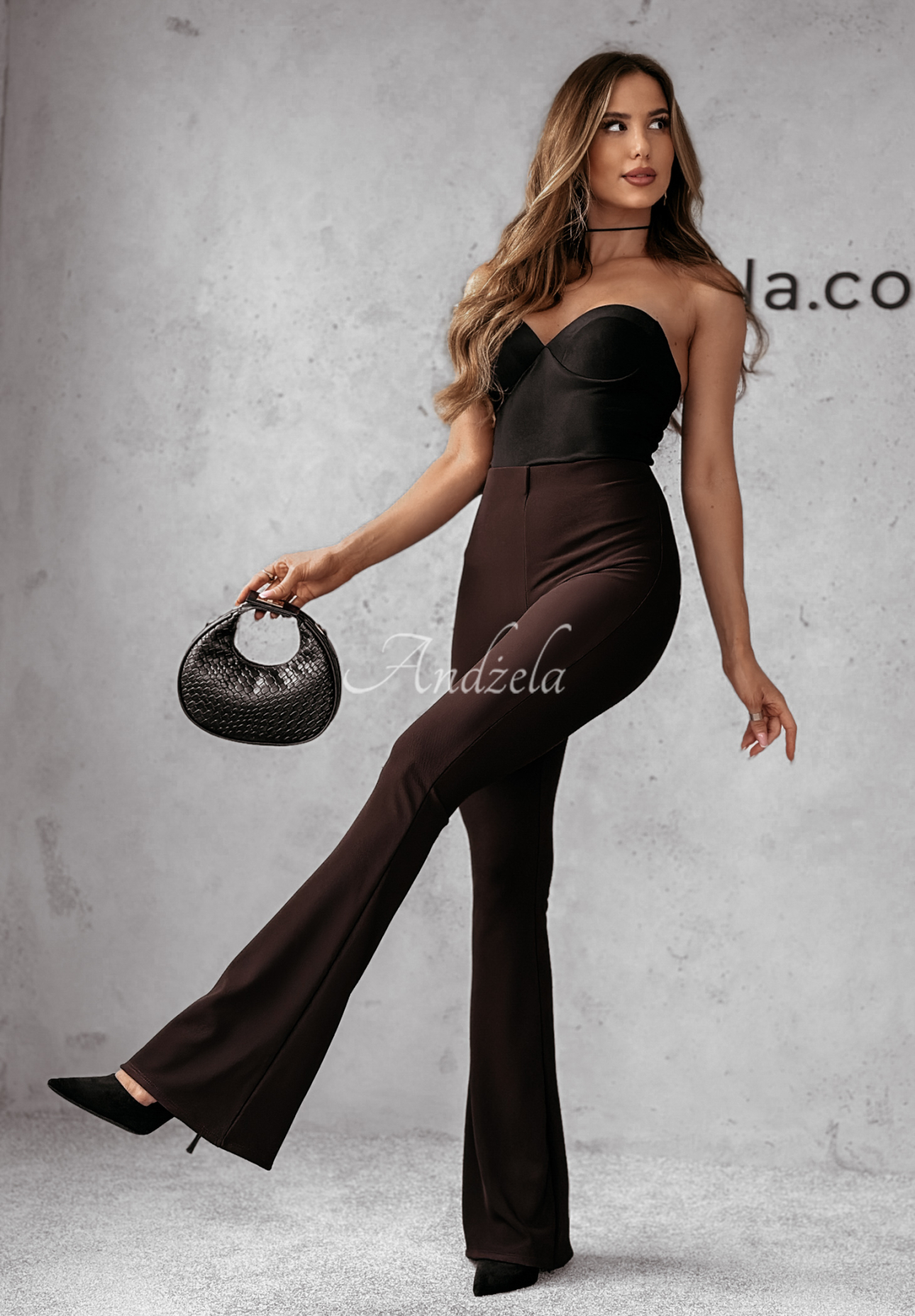 Navines chocolate fabric bell bottoms