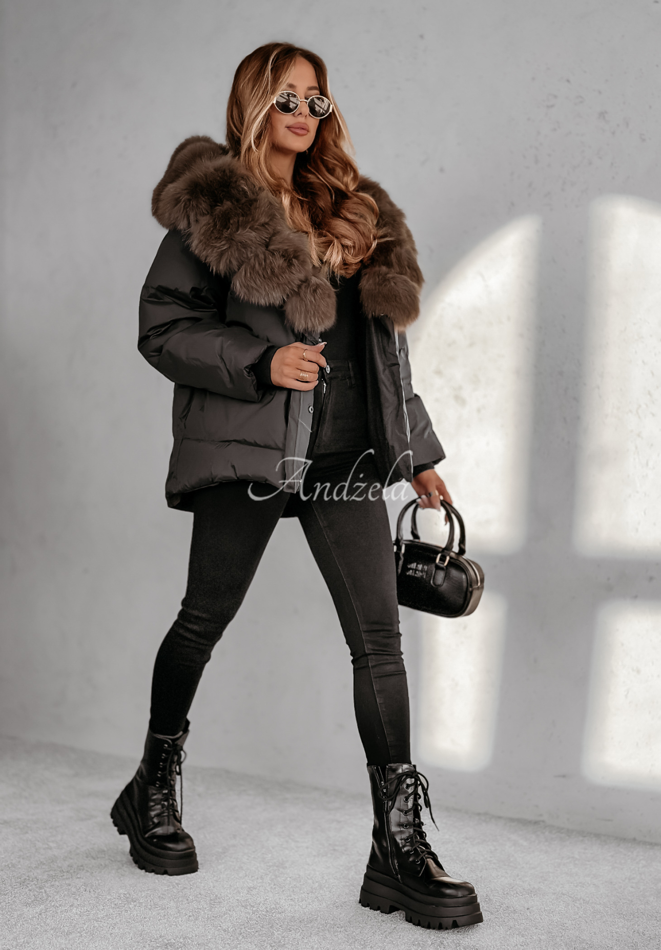 Short jacket with fur Winterful Life black