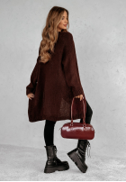 Długi dzianinowy kardigan Bueno burgundowy