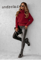 Sweter z golfem Cozy Clouds burgundowy