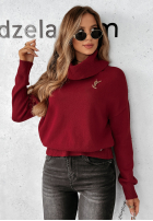 Sweter z golfem Cozy Clouds burgundowy