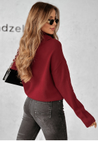 Sweter z golfem Cozy Clouds burgundowy