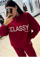 Long sweatshirt with print La Milla Classy burgundy