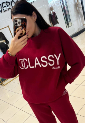 Long sweatshirt with print La Milla Classy burgundy