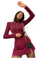 Bluzka longsleeve z golfem La Milla Adaline burgundowa