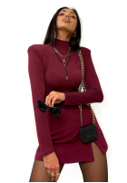 Bluzka longsleeve z golfem La Milla Adaline burgundowa