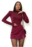 Bluzka longsleeve z golfem La Milla Adaline burgundowa