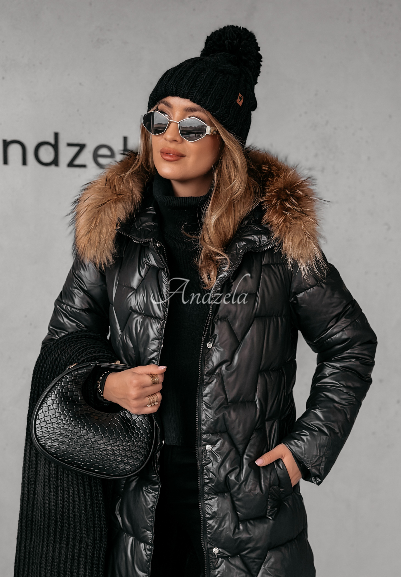 Frostbite quilted fur jacket black