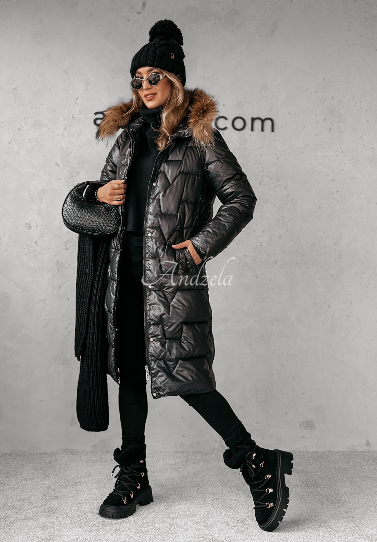 Frostbite quilted fur jacket black