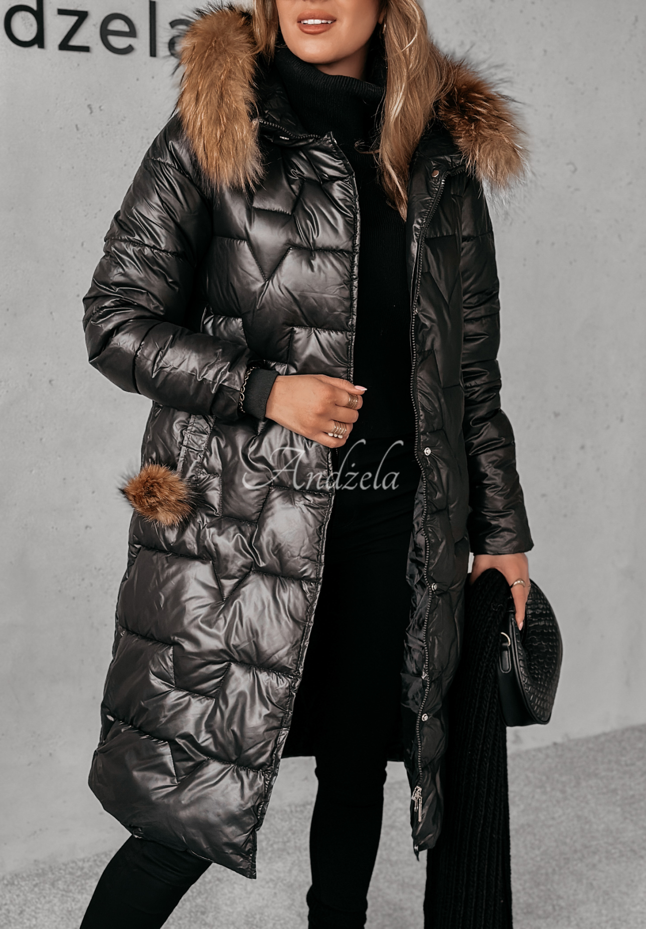 Frostbite quilted fur jacket black