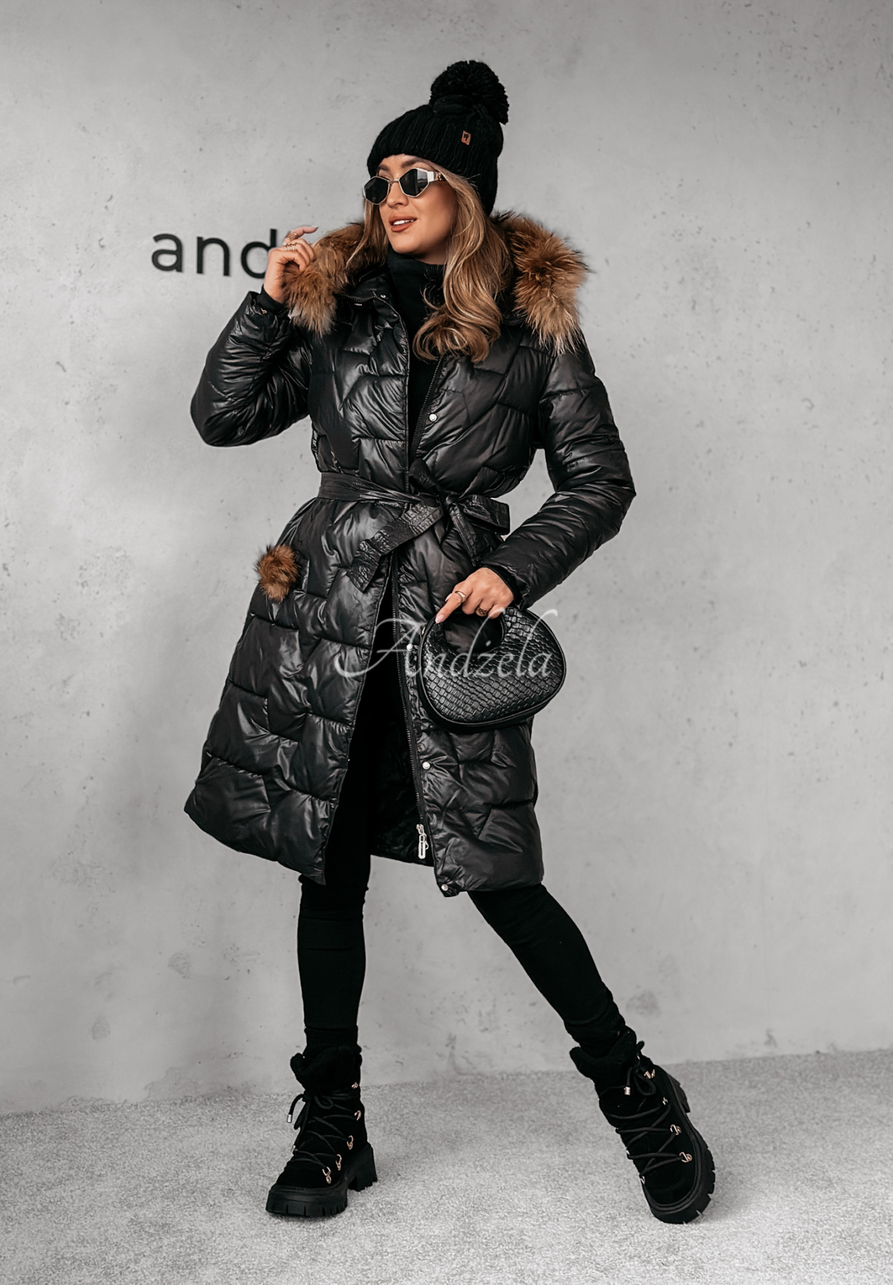Frostbite quilted fur jacket black