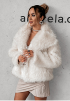 Krótki płaszcz futerko Bear Elegance ecru