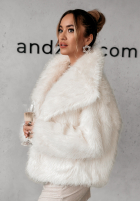 Krótki płaszcz futerko Bear Elegance ecru