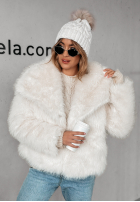 Krótki płaszcz futerko Bear Elegance ecru