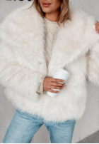 Krótki płaszcz futerko Bear Elegance ecru