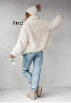 Krótki płaszcz futerko Bear Elegance ecru