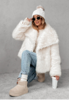Krótki płaszcz futerko Bear Elegance ecru