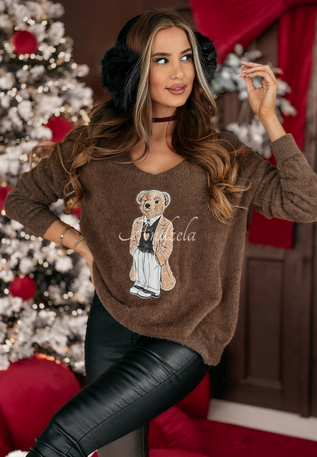 Oversize sweater with teddy bear Casual Teddy chocolate