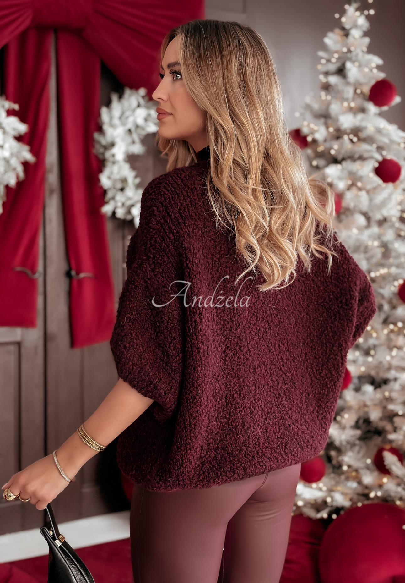 Sweter oversize Cloudy Weather burgundowy