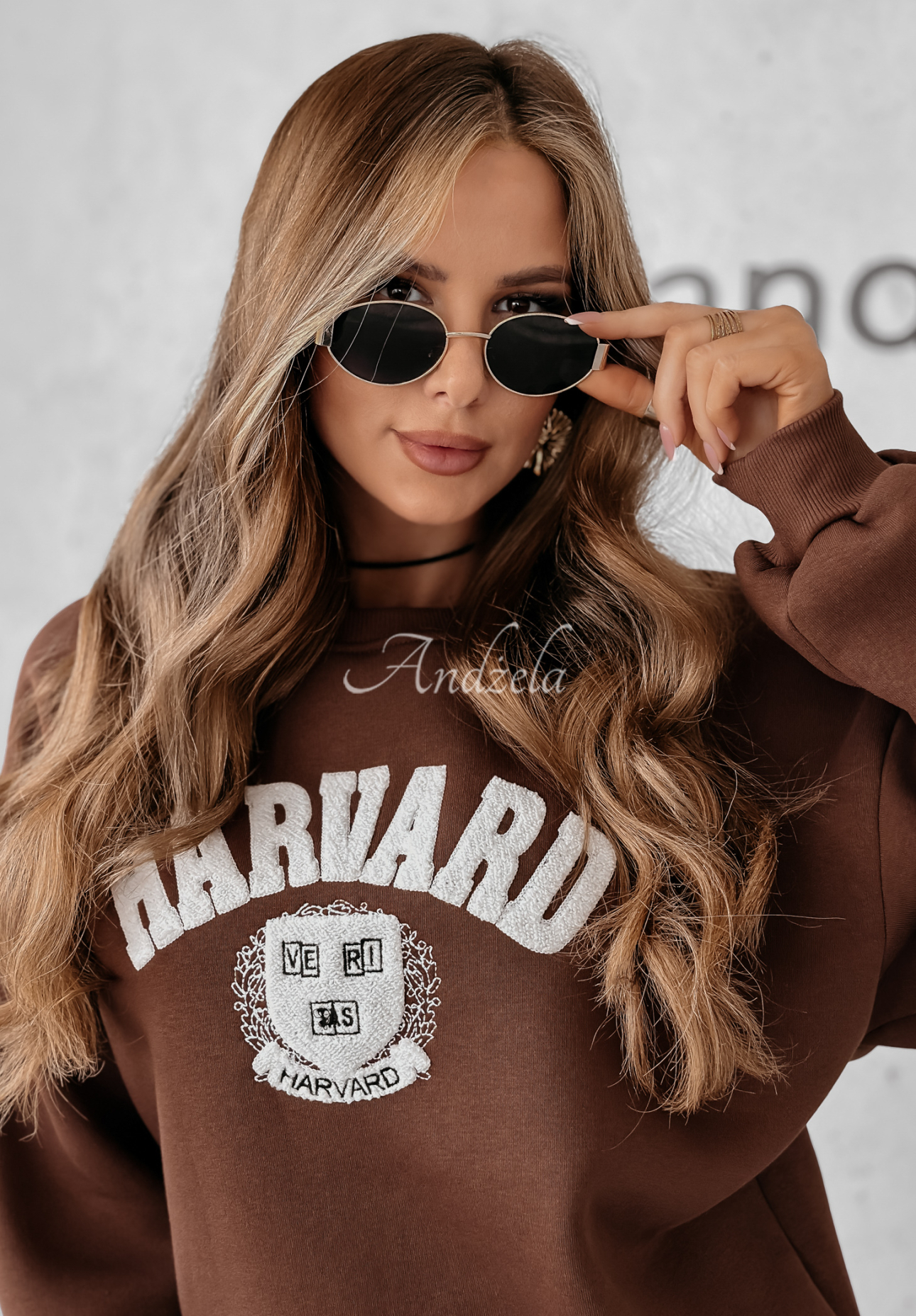 Bluza z napisem Harvard czekoladowa